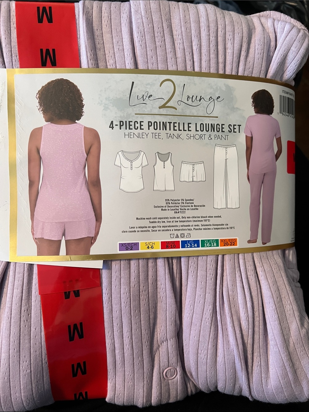 Live 2 Lounge 4-Piece Pointelle Pajama Set in Light Pink